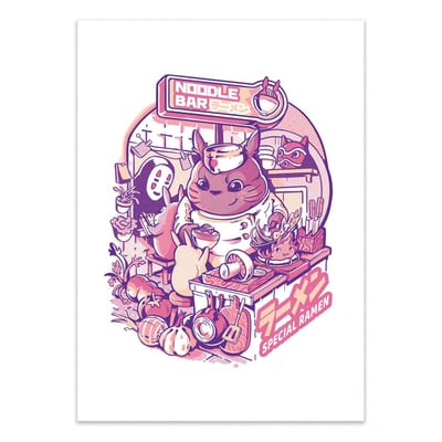 Affiche d’art et cadre noir 50 x 70 cm - My neighbor Noodle Bar - Ilustrata WALL EDITIONS