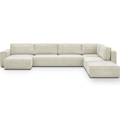 Canapé d'angle droit convertible 8+1 places en velours côtelé - HARPER MOD HOMIFAB