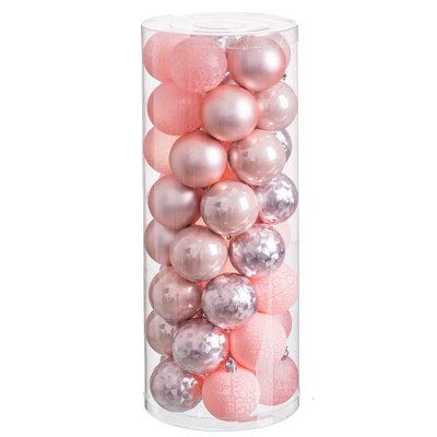 Set de 40 boules de Noël rose 6cm WADIGA