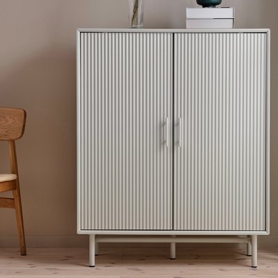 Buffet haut 2 portes - Bois strié - MIRANO MAISON AUBERTIN