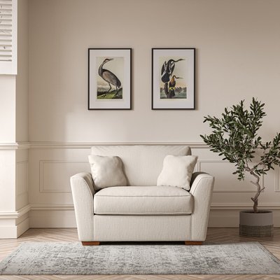 Florence Textured Woven Snuggle Chair with Dark Brown Wood Legs SO'HOME