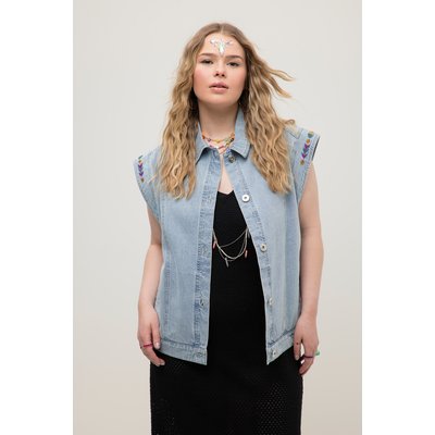 Gilet en jean, oversize, rubans brodés STUDIO UNTOLD