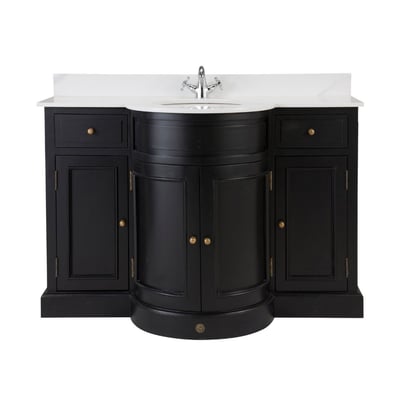 Meuble de salle de bain en bois massif noir L131 cm - HAUSSMANN SIGNATURE