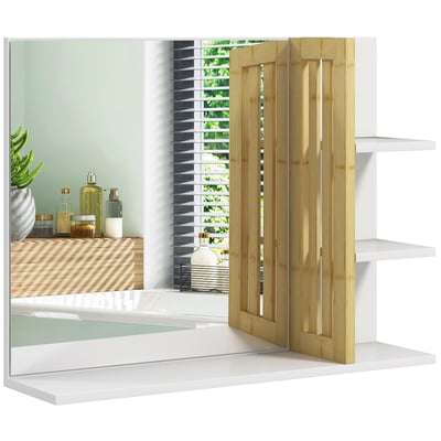 Miroir de salle de bains Bambou Blanc HOMCOM