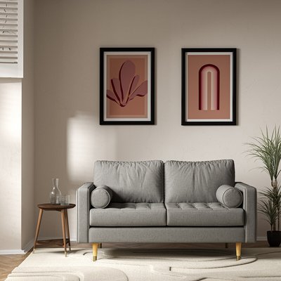 Coco Mid-Century Soft Brushed 2 Seater Sofa with Natural Wood Legs SO'HOME