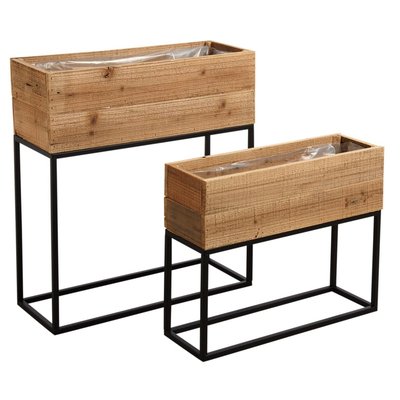 Jardinières hautes en bois recyclé Lofty (Lot de 2) AUBRY GASPARD