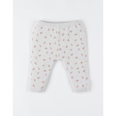 Legging imprimé végétal en tricot bio fin, beige/caramel NOUKIE'S