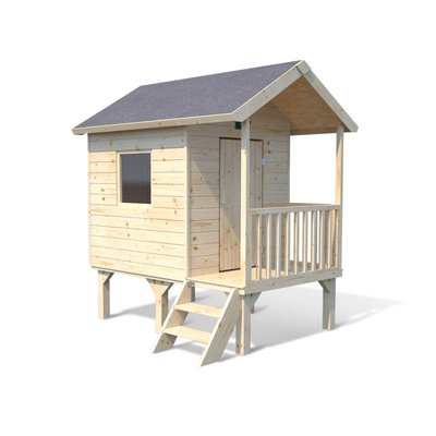 Cabane bois enfant sur pilotis avec auvent KANGOUROU SOULET