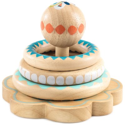 Jeu d'anneaux en bois à empiler BabyHoopi DJECO