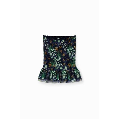 Mini-jupe slim fleurs - BLUE - L DESIGUAL