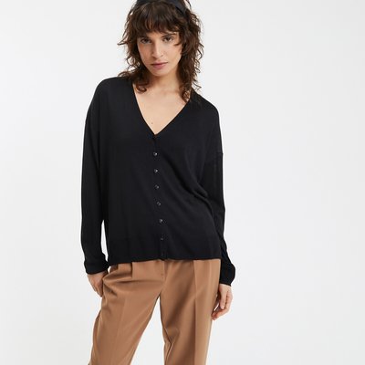 Cardigan col v en fine maille, boutonné LA REDOUTE COLLECTIONS
