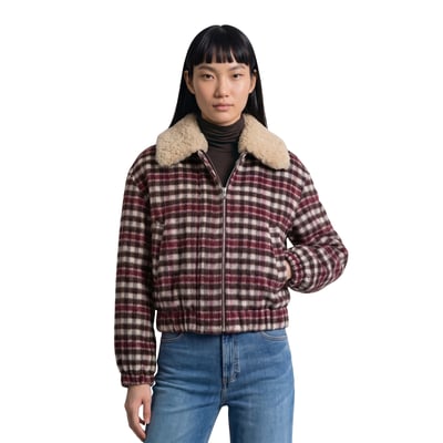 Blouson en laine à carreaux, coupe regular avec un col en peluche amovible MARC O’POLO DENIM