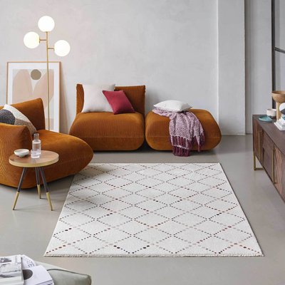 Tapis plat velours ras à motif losange , INA ESPRIT