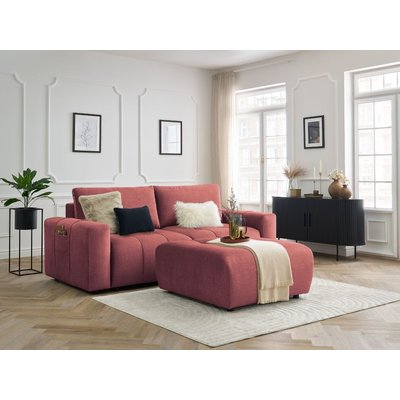 Canapé droit convertible 4 places en velours avec pouf, ARSENE BOBOCHIC
