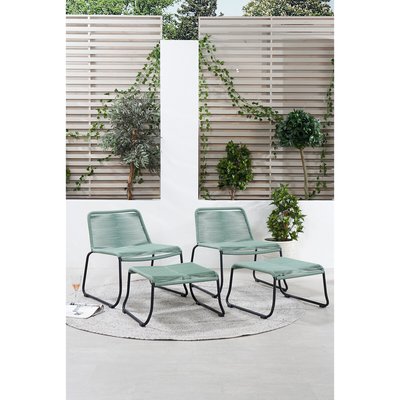 Set of 2 Garden Chair & Footstool Sets Wasabi SO'HOME