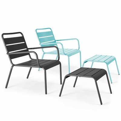 Lot de 2 fauteuils relax dépareillés avec repose pieds, PALAVAS OVIALA
