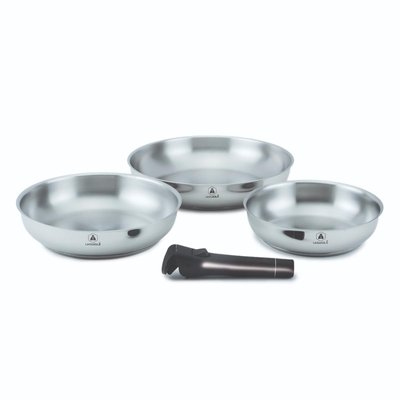 Set de 3 poêles inox amovible 20/24/28cm - "réactif" LAGUIOLE CUISSON