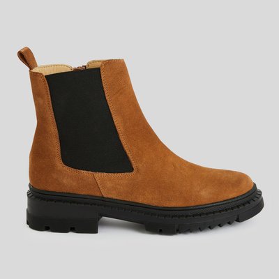Bottines chelsea semelles crantées en cuir responsable MONOPRIX