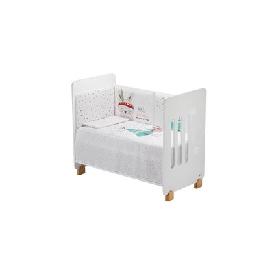 Lit Bébé Star Nature  and  Parure de lit 3 Pcs. Tipi/Oso Blanc INTERBABY