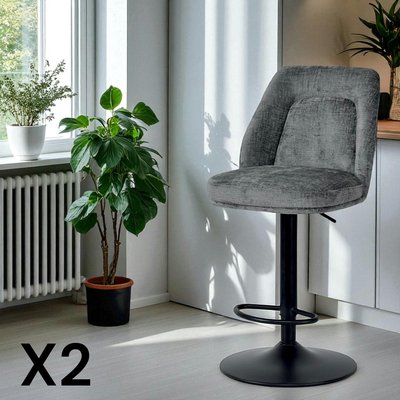 Tabouret bar réglable gris avec dossier (lot de 2) IENA PIER IMPORT