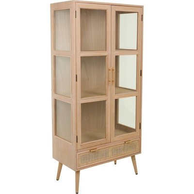 Vitrine bois naturel et cannage style vitrine élégante RECOLLECTION