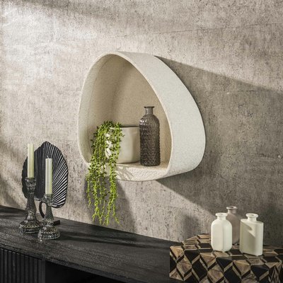 Etagère murale blanche en marbre composite forme organique 44 cm TAJ PIER IMPORT
