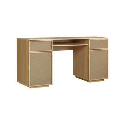 Bureau décor bois et tissu 2 portes 2 tiroirs 1 niche 140cm KUBA SWEEEK