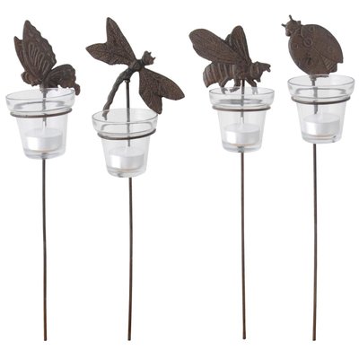 Photophores de jardin sur pique (Lot de 4) JARDINDECO