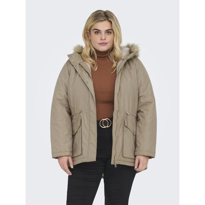 Parka longue Parkas Capuche avec bord en fausse fourrure détachable Curve ONLY