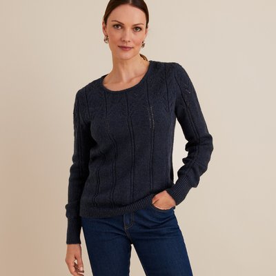 Trui met ronde hals in fijn pointelle tricot ANNE WEYBURN