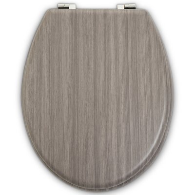 Grey Wood Pvc Veneer Toilet Seat SO'HOME
