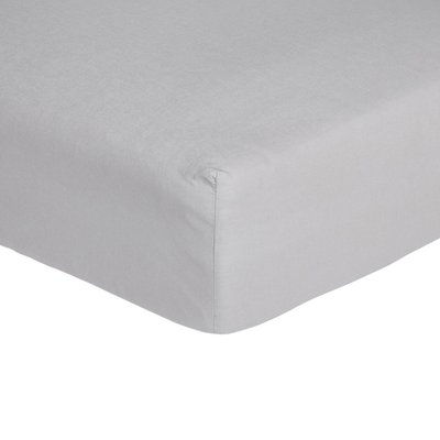 Drap housse uni en coton bio, Made in France, GRIS FALAISE A DEMAIN