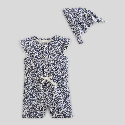 Combinaison courte avec fichu imprimés en coton BIO GOTS - collection Cérémonie MONOPRIX
