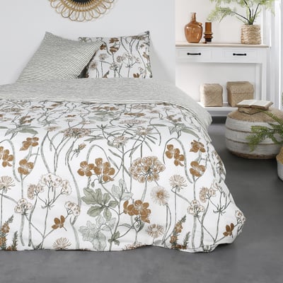 Parure de lit 2 personnes imprimé floral coton SUNSHINE ISMA TODAY