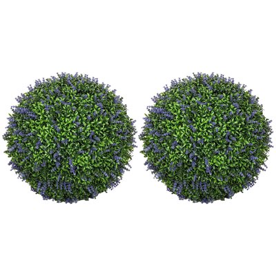 Lot de 2 buis artificiels topiaires boules Ø42cm avec fleurs de lavande HOMCOM