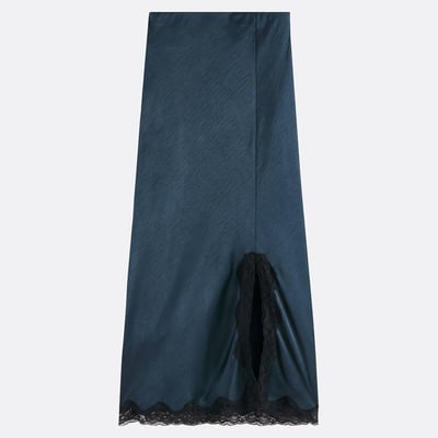 Прямая атласная юбка с кружевной отделкой LA REDOUTE COLLECTIONS