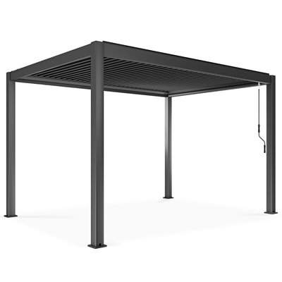 Pergola bioclimatique autoportée 4x3m en aluminium gris anthracite, ATHENES OVIALA