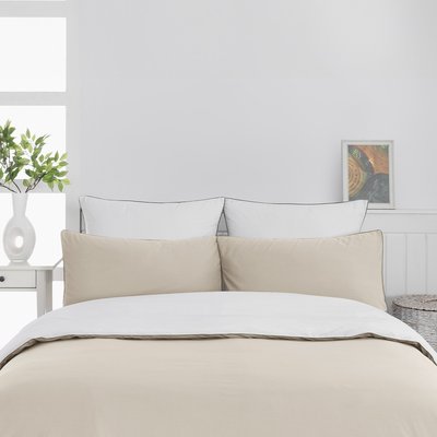 Parure housse de couette bicolore + 2 taies 65x65 cm percale DOZMARY SENSEI MAISON
