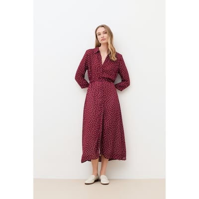 Robe fluide satinée col chemise RLENNIE CAROLL
