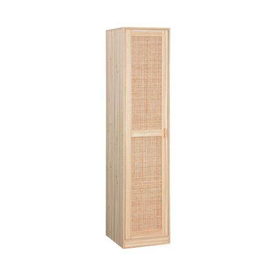Armoire dressing décor bois et cannage 1 porte 5 étagères CAMARGUE SWEEEK