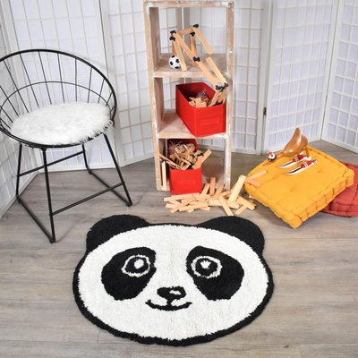 Tapis enfant Lavable 30° en coton motif animaux PANDA UN AMOUR DE TAPIS