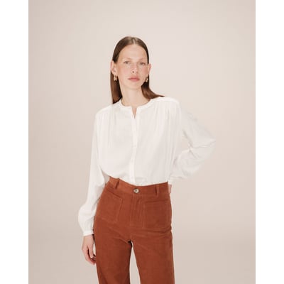 Blouse droite a fronces ivoire Savannah GRACE & MILA