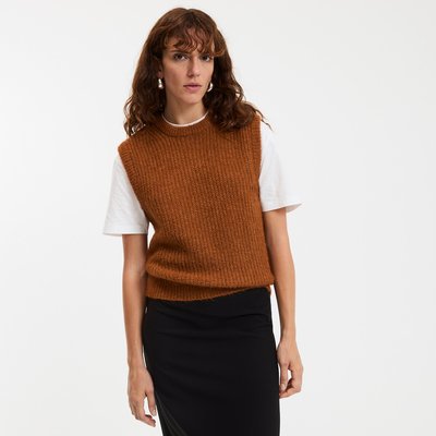 Pull sans manches col rond en alpaga mélangé LA REDOUTE COLLECTIONS
