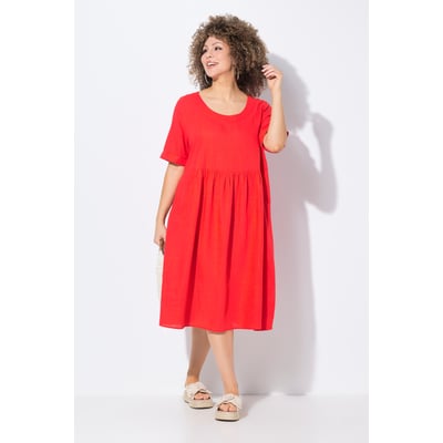 Robe en lin mélangé. Encolure ronde ULLA POPKEN