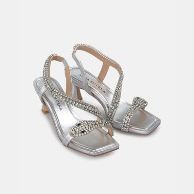 Sandales à talons avec bandeau serpent et strass ALMA EN PENA