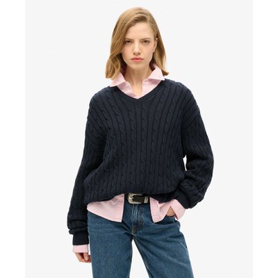 Pull torsade bleu marine femme La Redoute