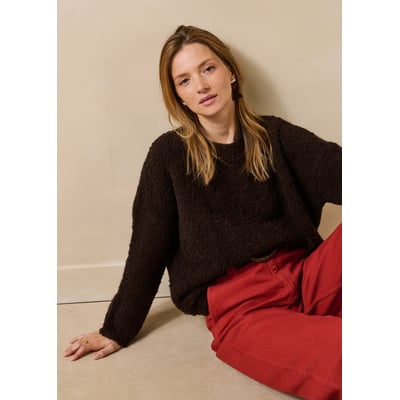 Pull oversize maille bouclette manches longues LA FEE MARABOUTEE