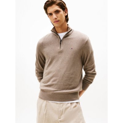Pull col montant zippé en coton et cachemire TOMMY HILFIGER
