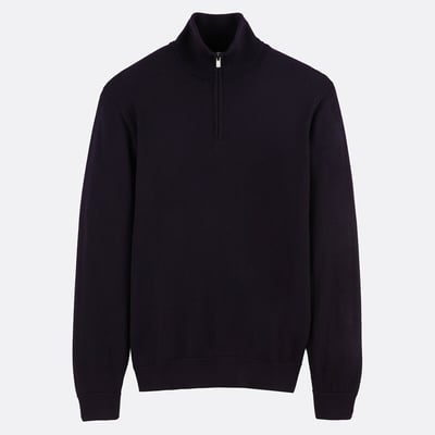 Pull en laine, en fine maille, col montant demi zippé LA REDOUTE COLLECTIONS