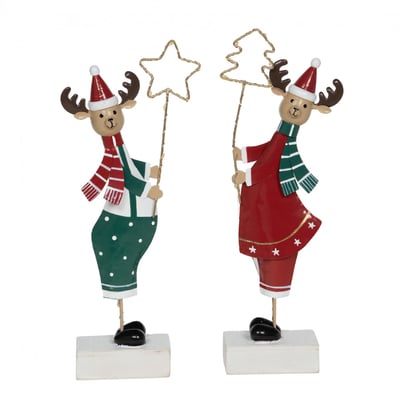 Set de 2 rennes de Noël à poser en métal et leds AMADEUS